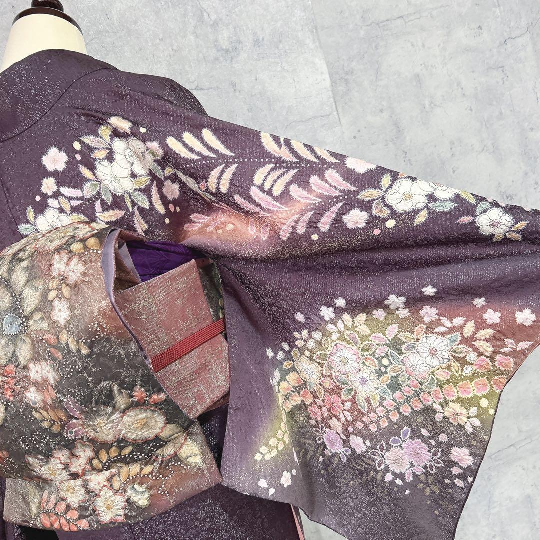 訪問着フルセット　辻ヶ花　翠山　着物　裄丈70 徳永憲峯　豪華　逸品　金通し　紫