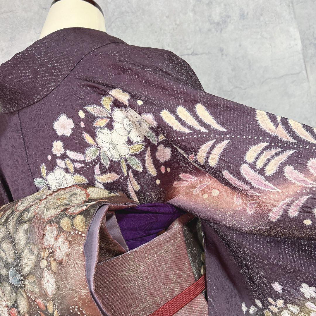 訪問着フルセット　辻ヶ花　翠山　着物　裄丈70 徳永憲峯　豪華　逸品　金通し　紫