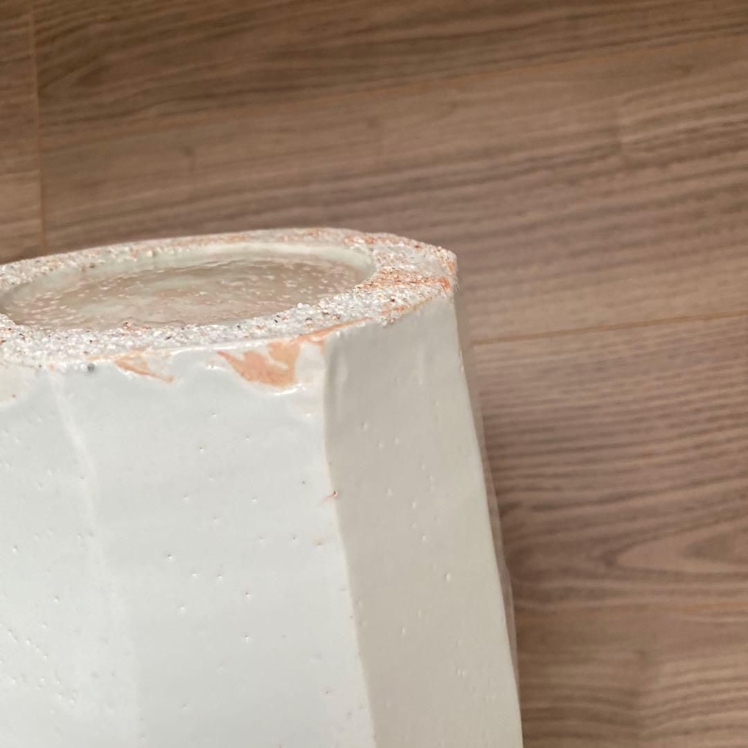 森岡由利子 角形 花器　壺　白磁壺　李朝