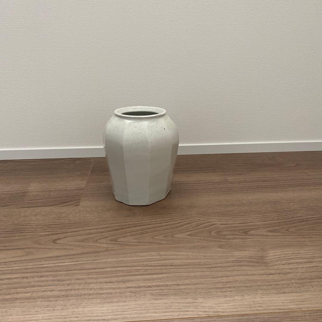 森岡由利子 角形 花器　壺　白磁壺　李朝