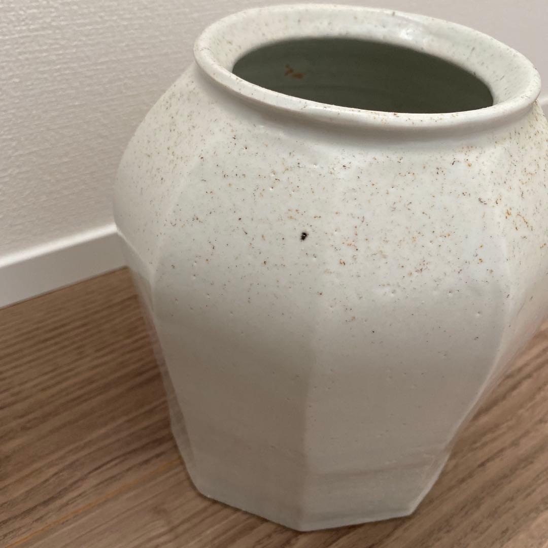 森岡由利子 角形 花器　壺　白磁壺　李朝