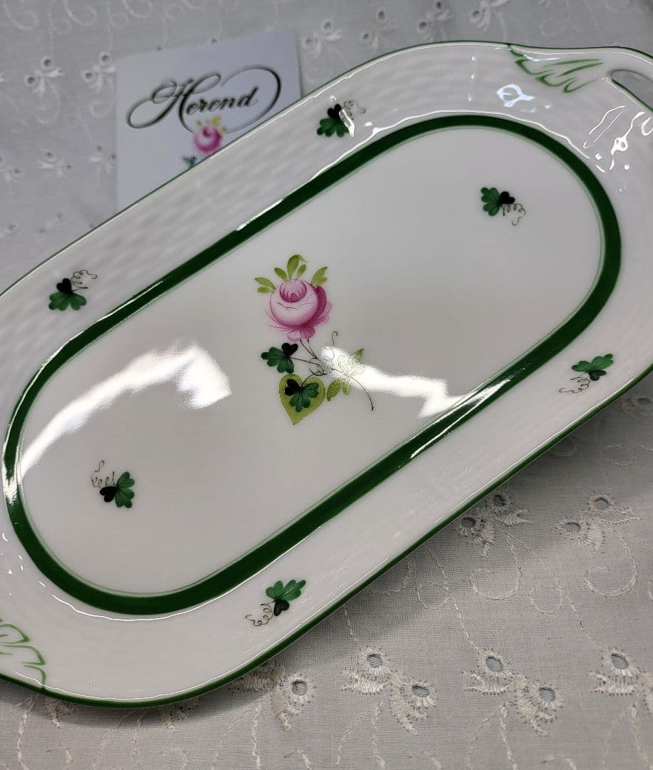 未使用✨ヘレンド ウィーンの薔薇 サービストレイ オーバル プレート 取っ手