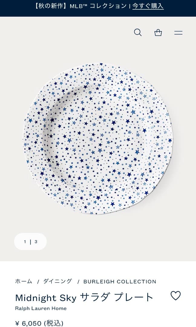 バーレイ×ラルフローレン ミッドナイトスカイ 21.5cmプレート2枚