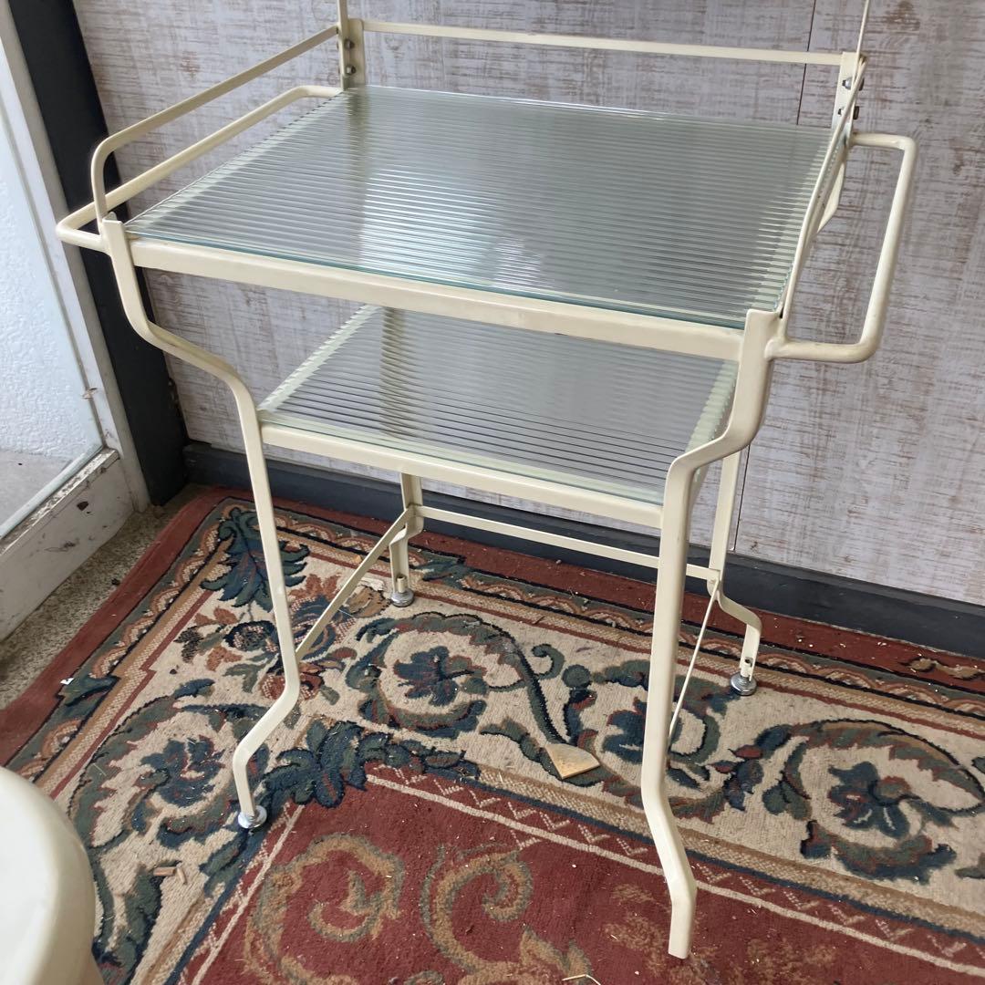 北欧レトロ アイアンフレーム スチールドレッサー 化粧台 スツール付き 鏡台