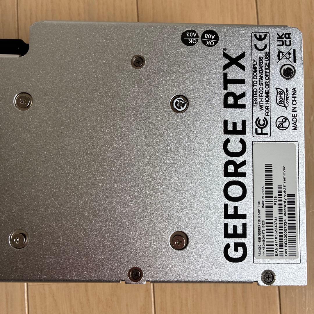 palit RTX 4080 ヒートシンク　ファン　バックプレート　LED