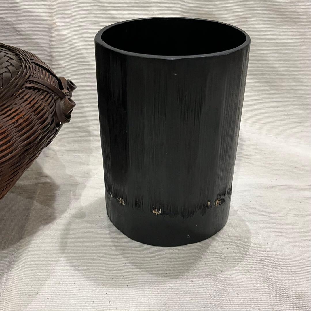 古美術 池坊 生花 牡丹籠 竹籠 唐物 一竜