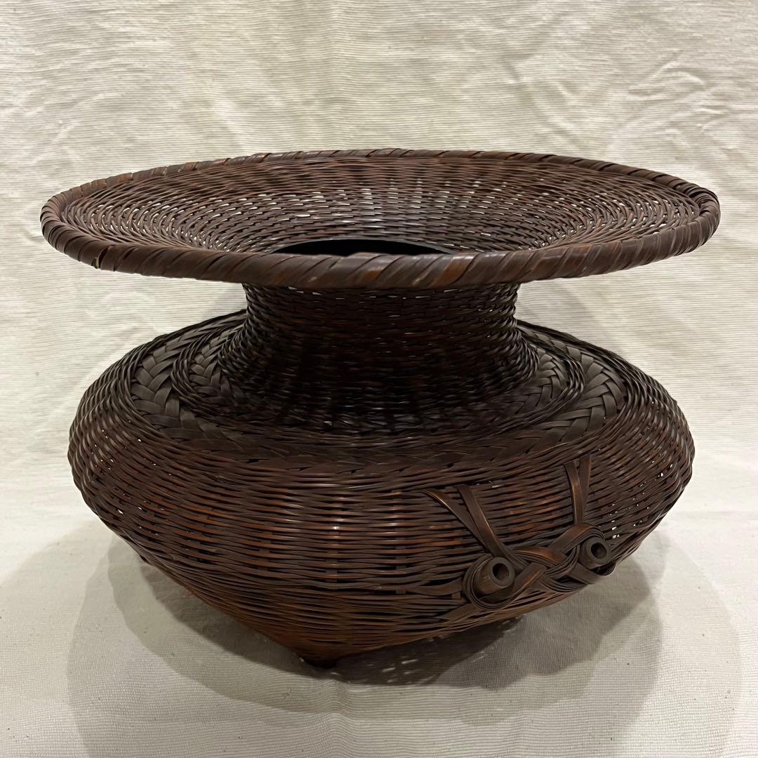 古美術 池坊 生花 牡丹籠 竹籠 唐物 一竜