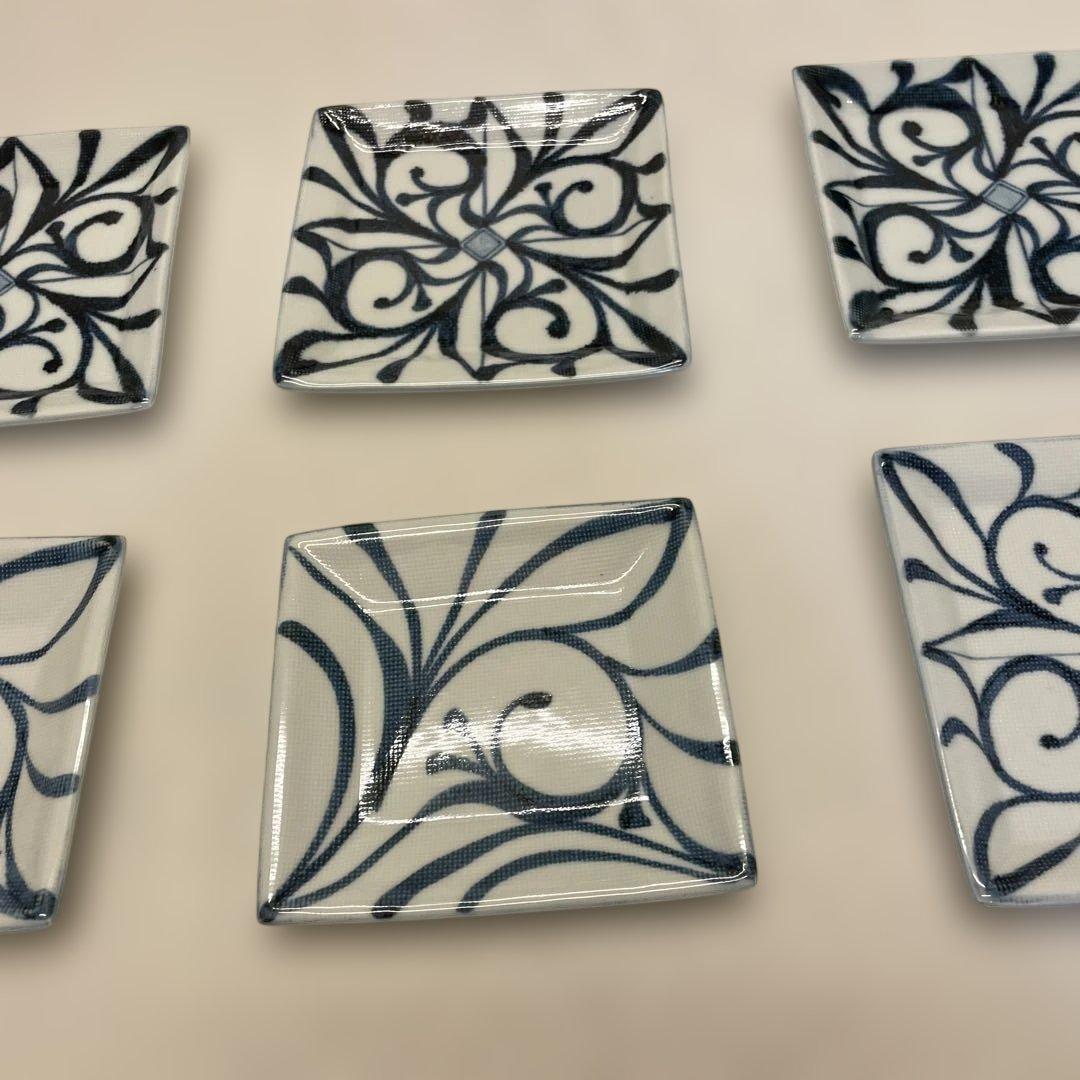 砥部焼　梅山窯　布目角皿コレクション8点セット