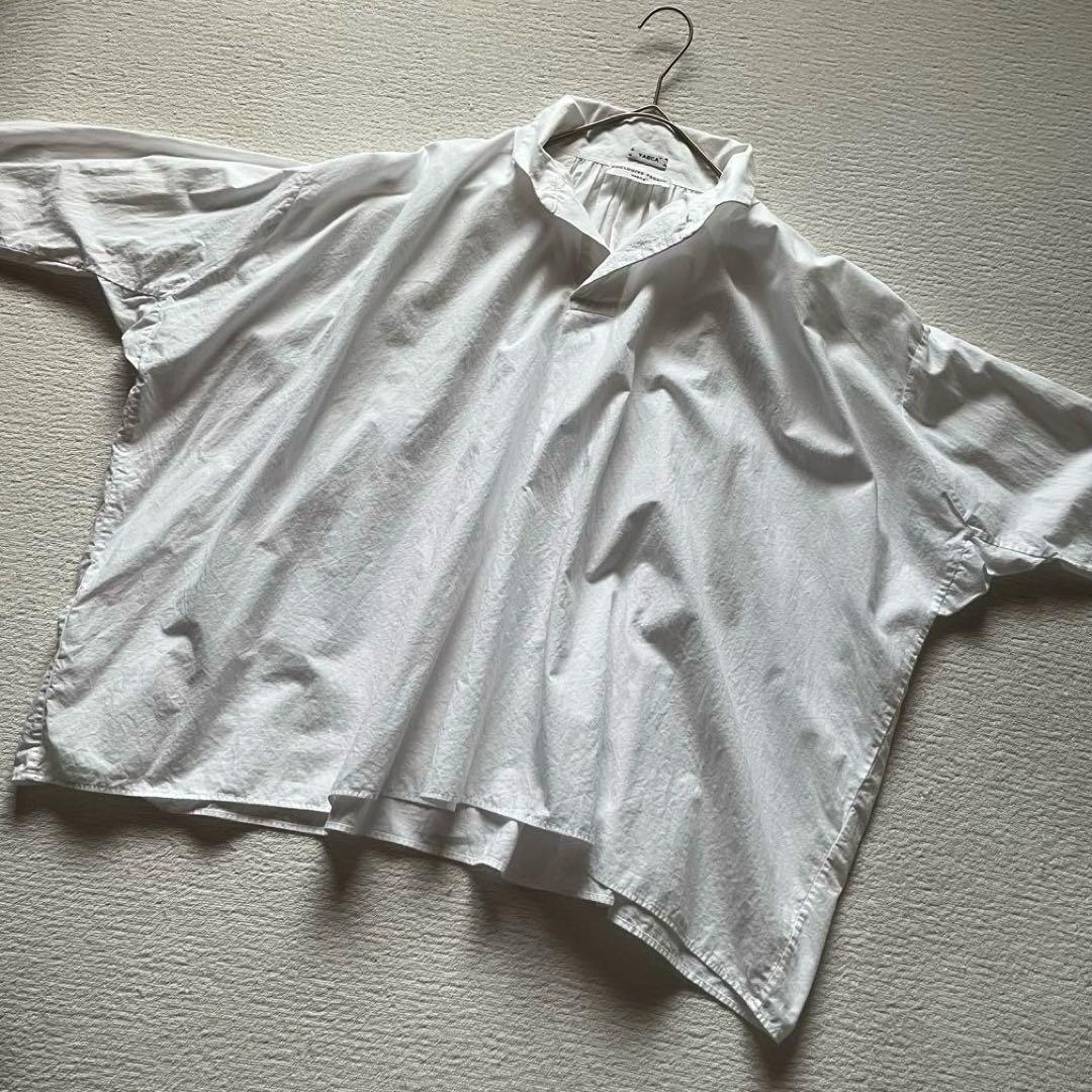 ヤエカ yaeca ギャザー プルオーバー シャツ ブラウス 白 ゆったり