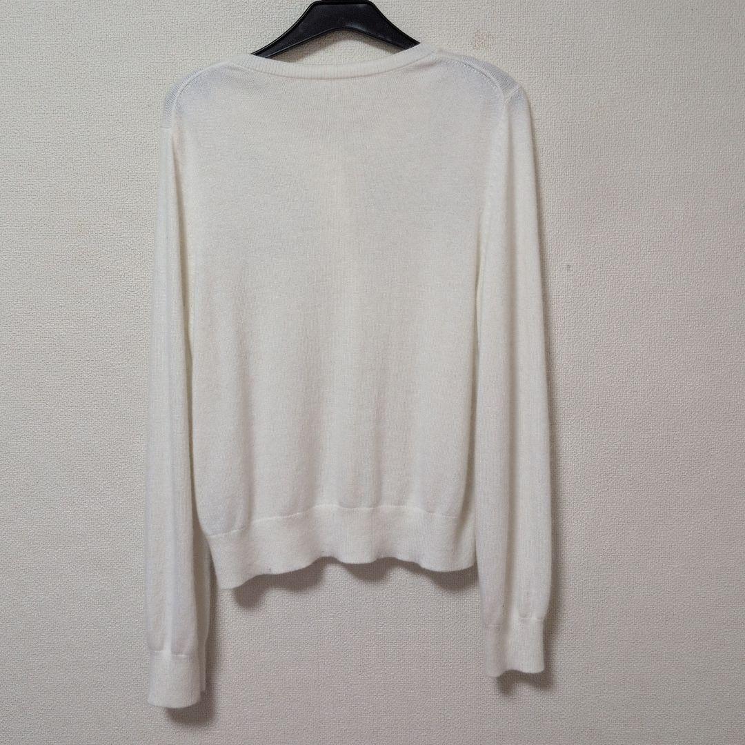 ストロベリーフィールズリボンビジュー付きホワイトカーディガン