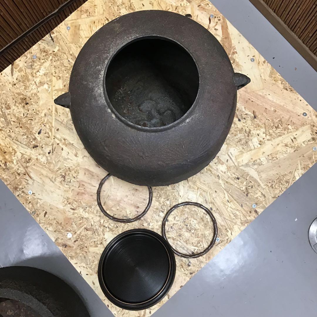 茶道具　炉➕釜➕釜リング➕灰 IT236KM