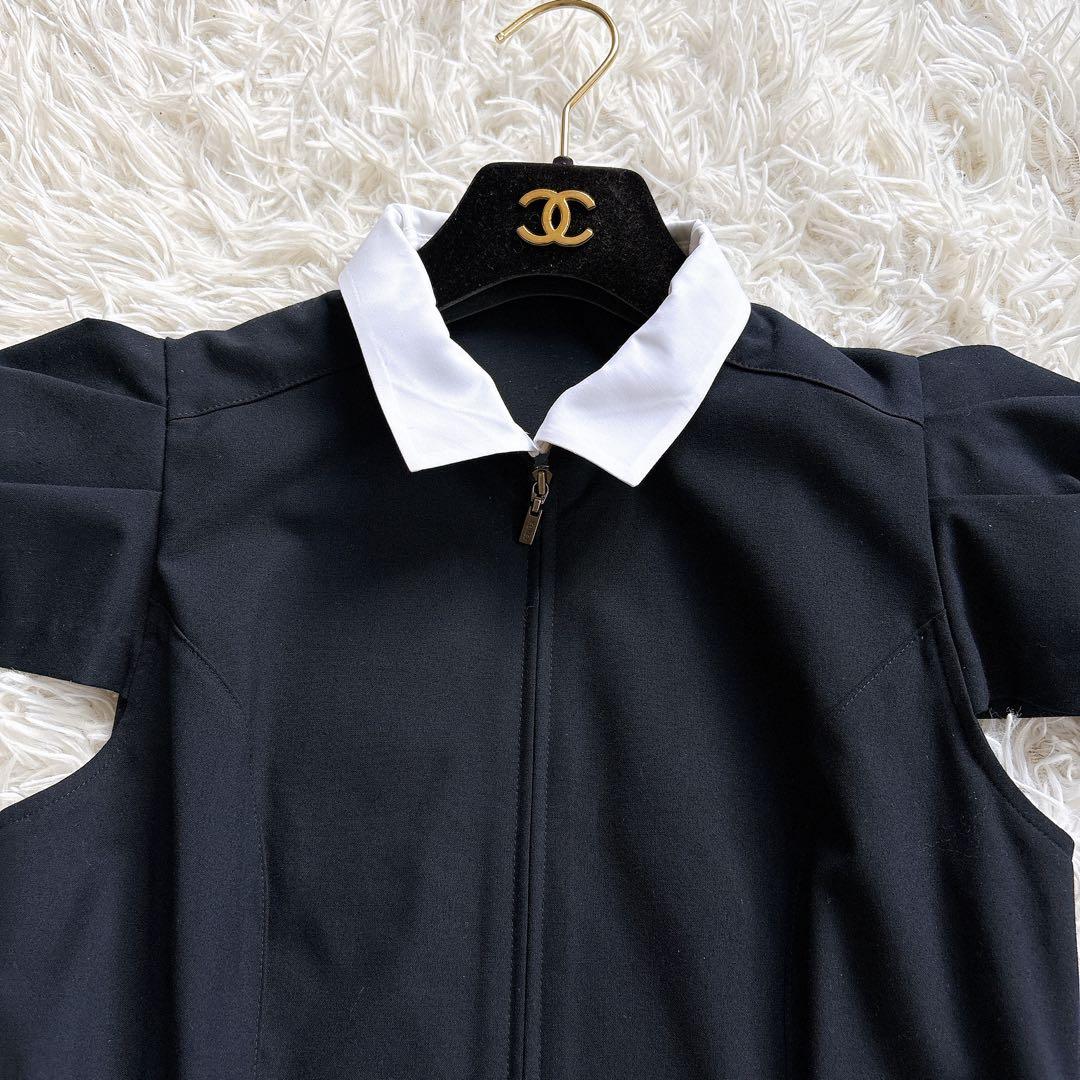 美品✨ フォクシーニューヨーク 付け襟 パフスリーブ ワンピース 濃紺 38