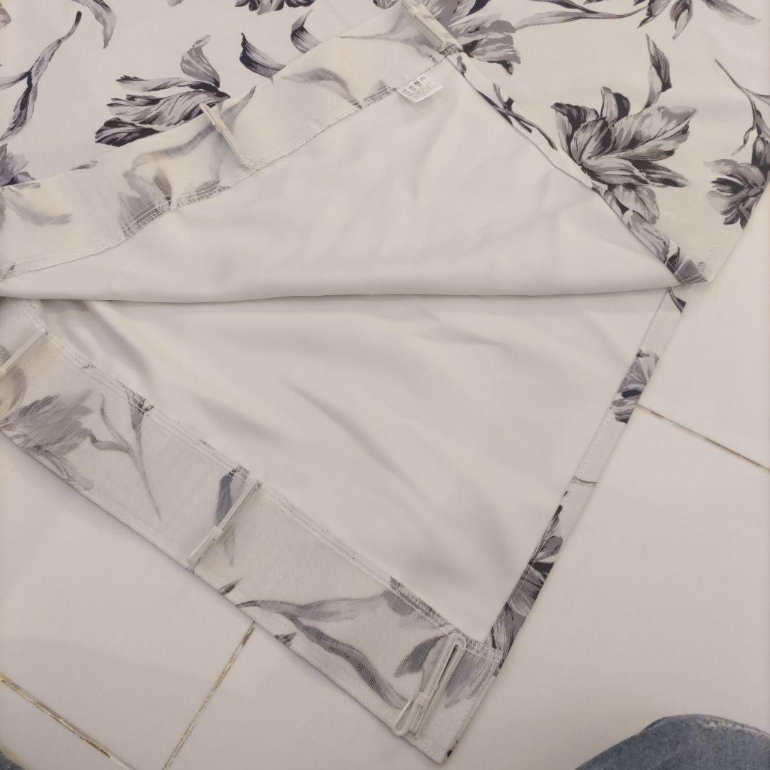 【美品】フランフランリリア グレー ドレープカーテン 片開き レースカーテン付き