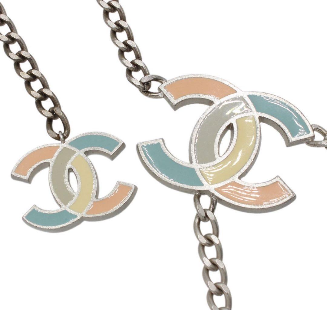 R2344 超美品 シャネル ココマーク ダブル 2連 チェーンベルト