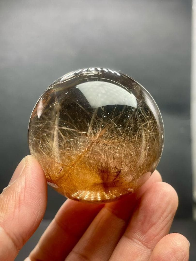 AAAA級天然ゴールドルチルクォーツ丸玉B0101/YS/95242/1680A