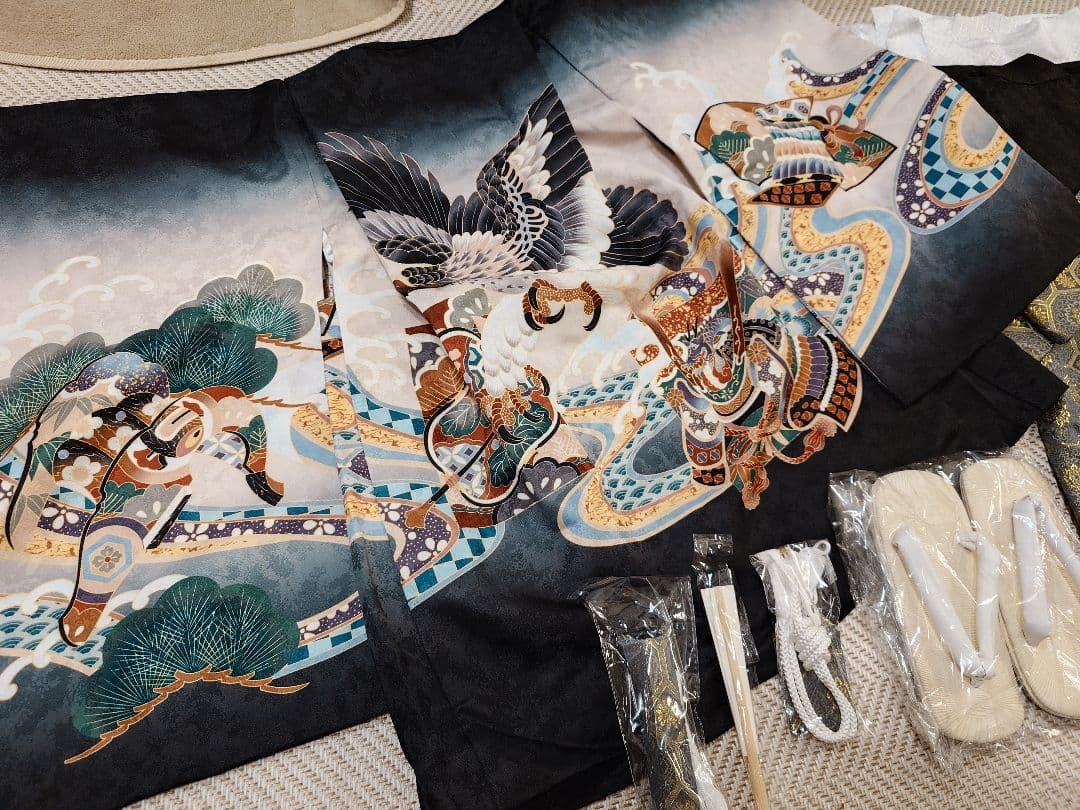 七五三 男の子 5歳 着物 兜と鷹 セット