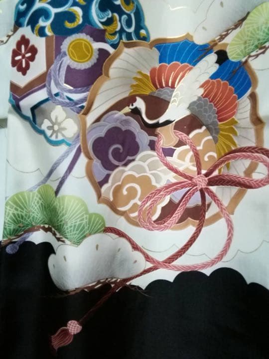 男の子用・3歳向け・お宮参り・表側正絹・手書きのお着物・長襦袢付き