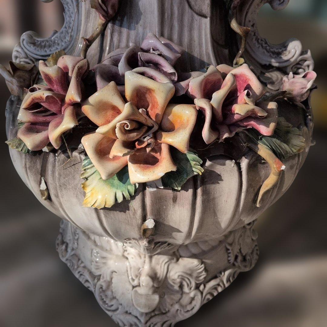 イタリア製 グレー陶器花瓶 2722