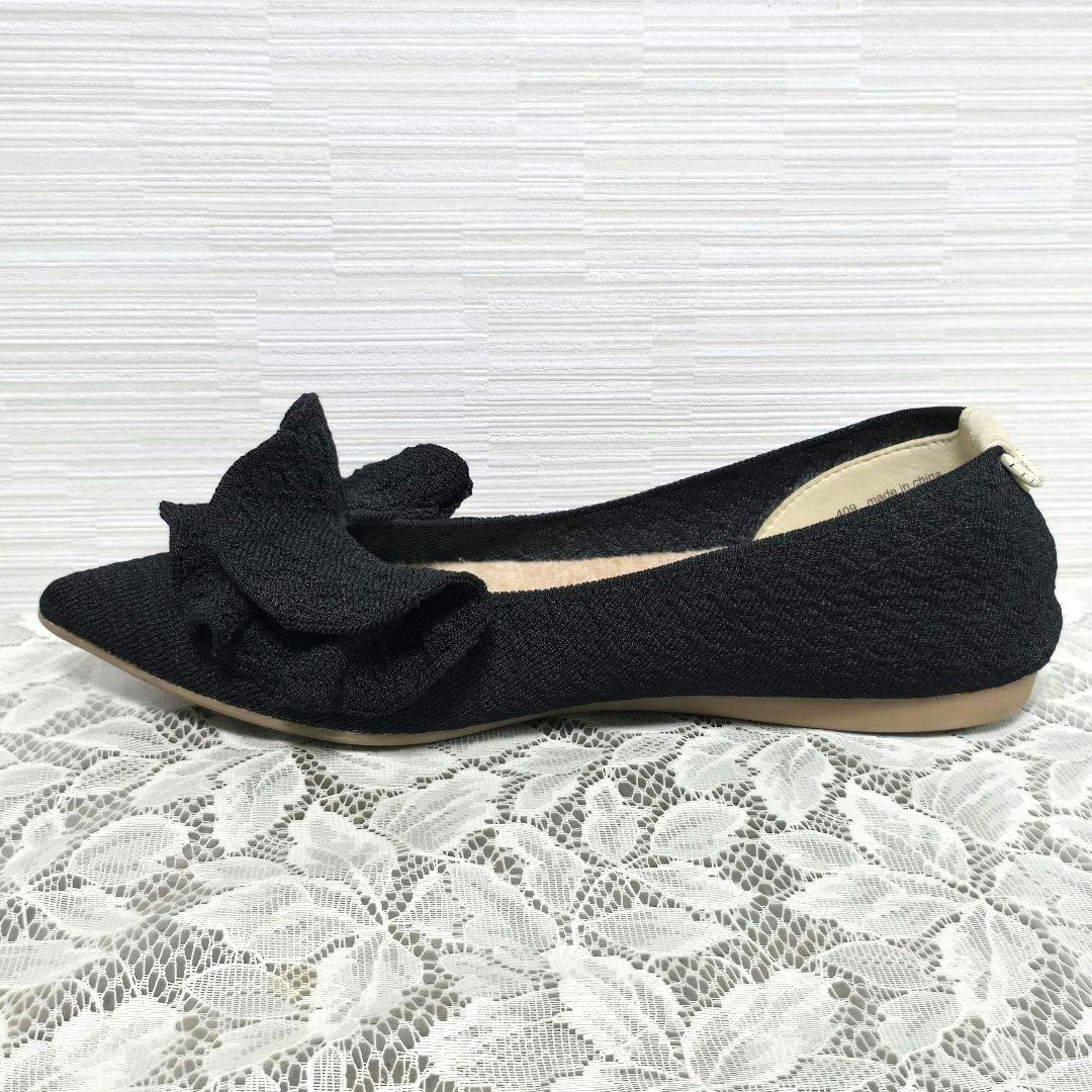 Öffen オッフェン ポインテッド フリル パンプス ブラック 38