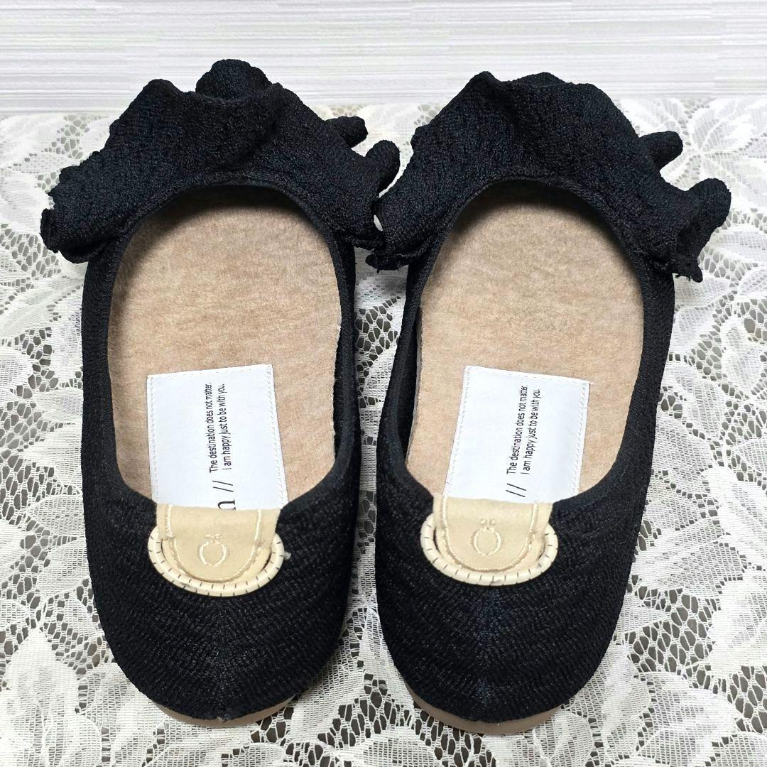 Öffen オッフェン ポインテッド フリル パンプス ブラック 38