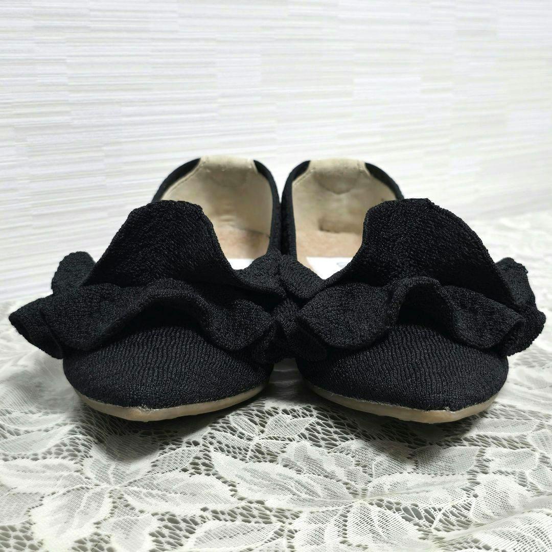 Öffen オッフェン ポインテッド フリル パンプス ブラック 38