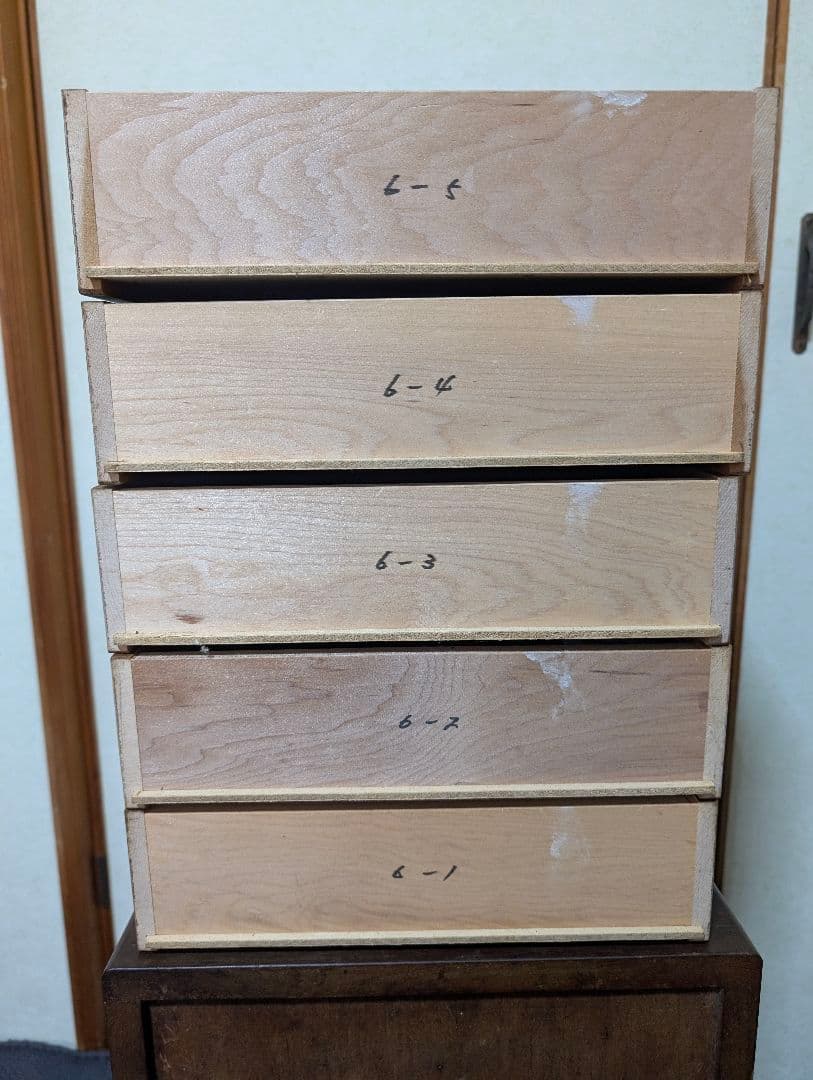 日光彫り木製 5段引き出し 小物収納