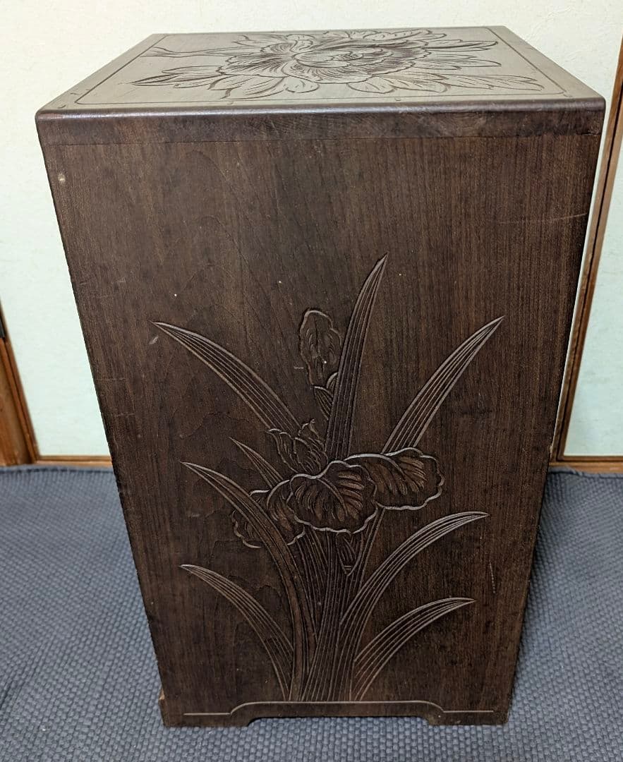 日光彫り木製 5段引き出し 小物収納