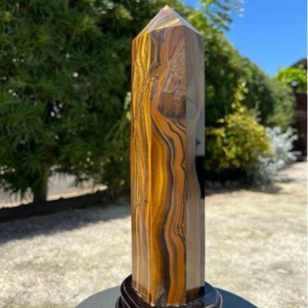 ☆超大型 激レアサイズ☆素敵な色合いと模様☆アイアンタイガーアイ 六角柱 天然石