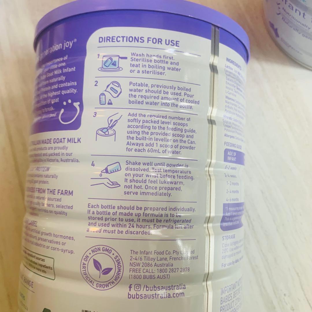 【即日発送】bubsバブズ・やぎ山羊A2粉ミルク ステップ1(0〜6ヶ月)3缶