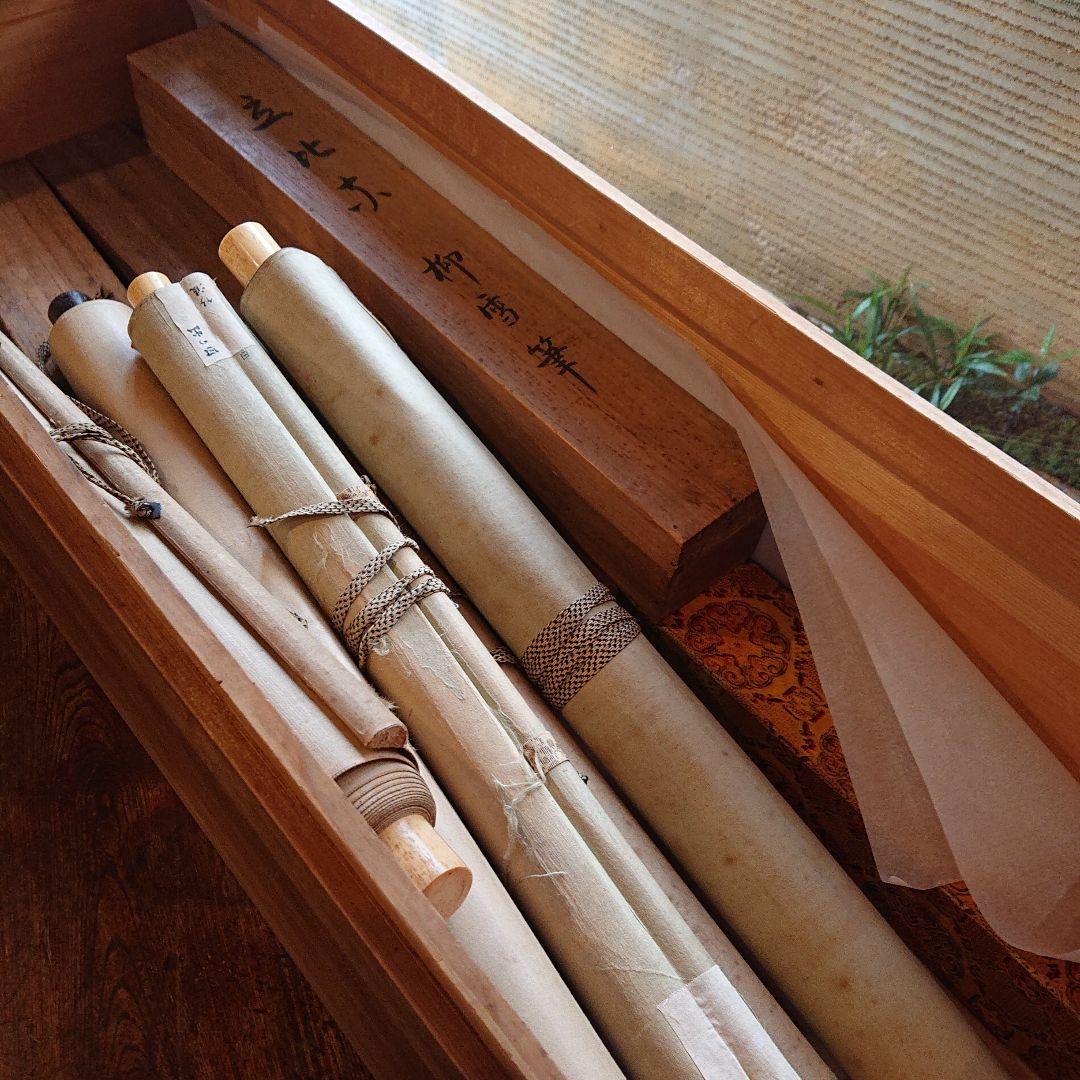 骨董 総檜 軸箱