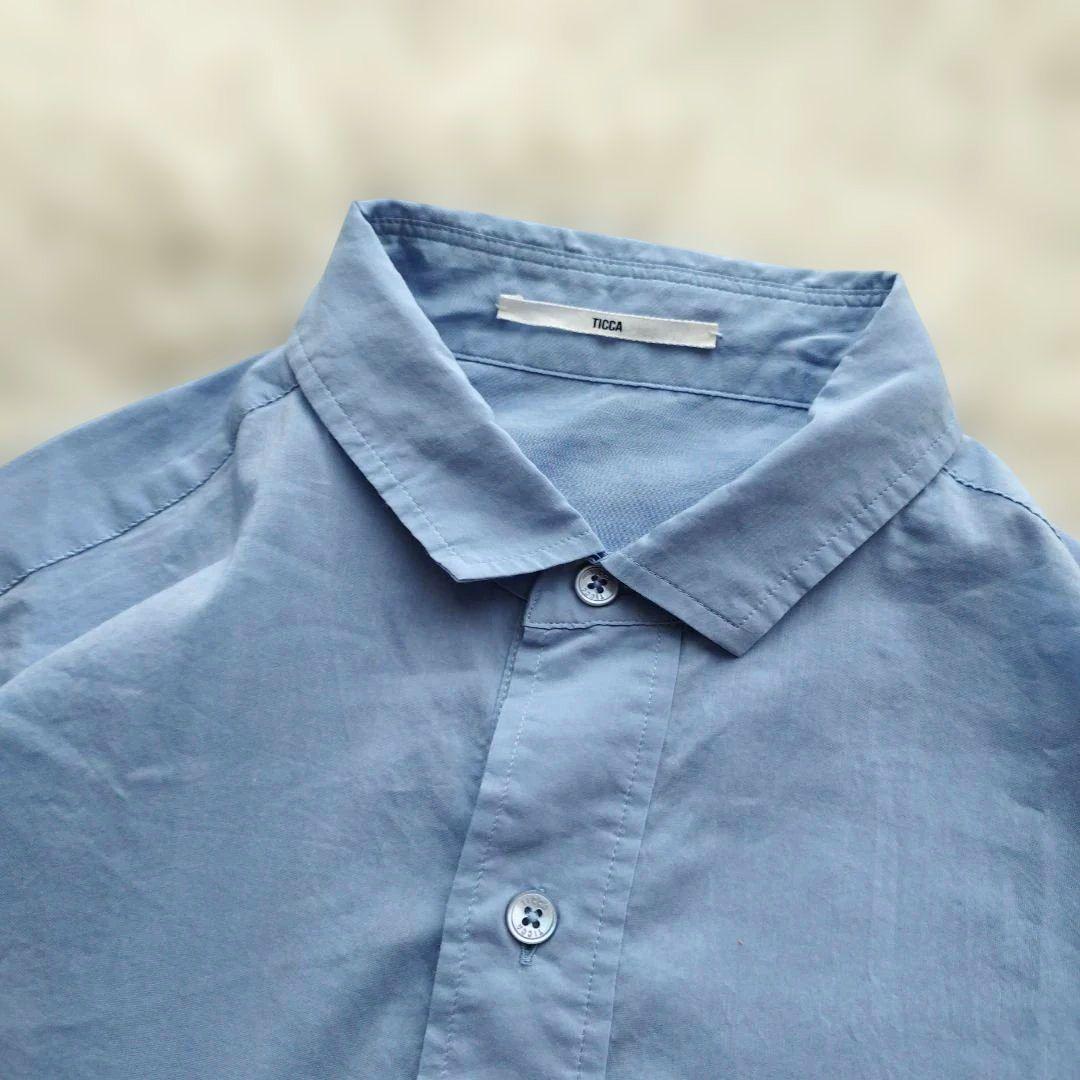 25SS♡美品✨TICCA コットンシルクスクエアビッグシャツ ブルー 洗える