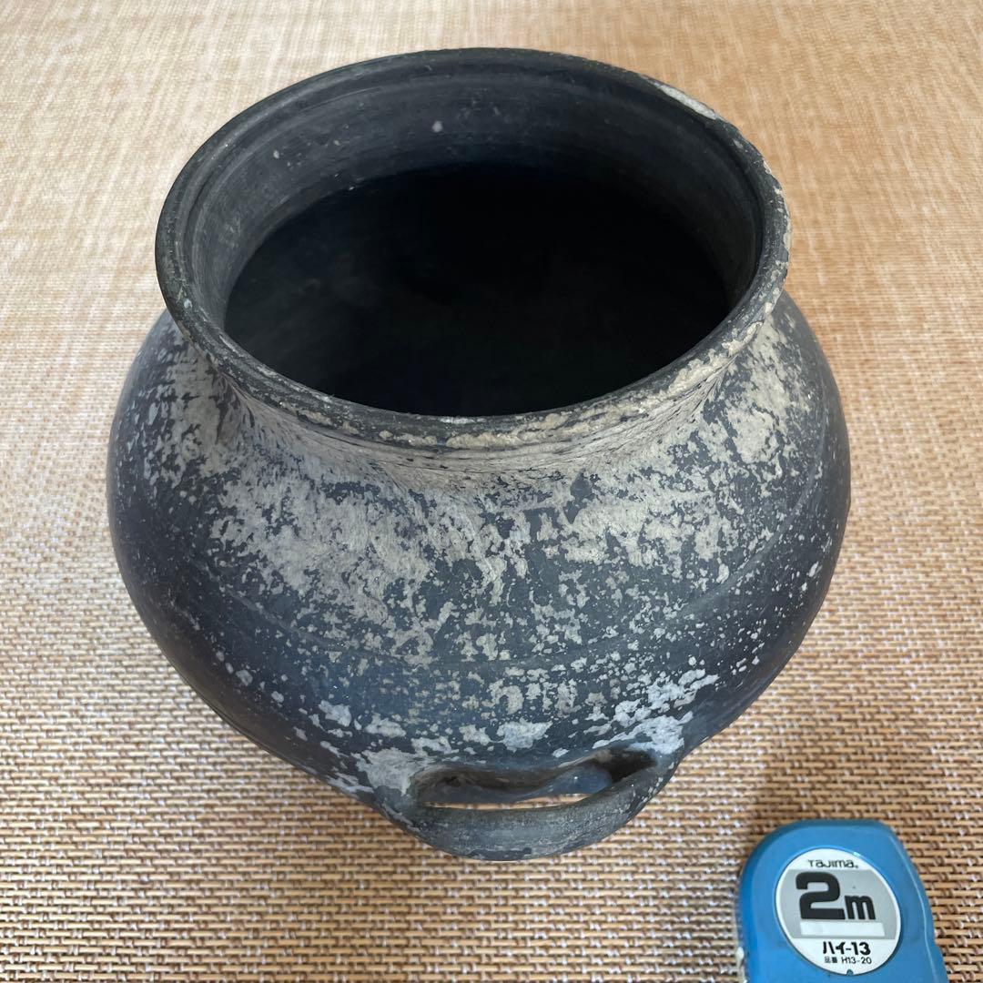 中国古美術　黒陶　壺　竜山文化　Chiping Black Pottery