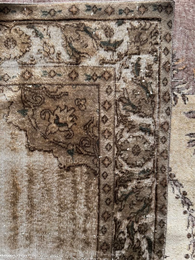 レア　ニュートラルカラー　シャビーシック　オーバーダイ　トルコ ヴィンテージラグ