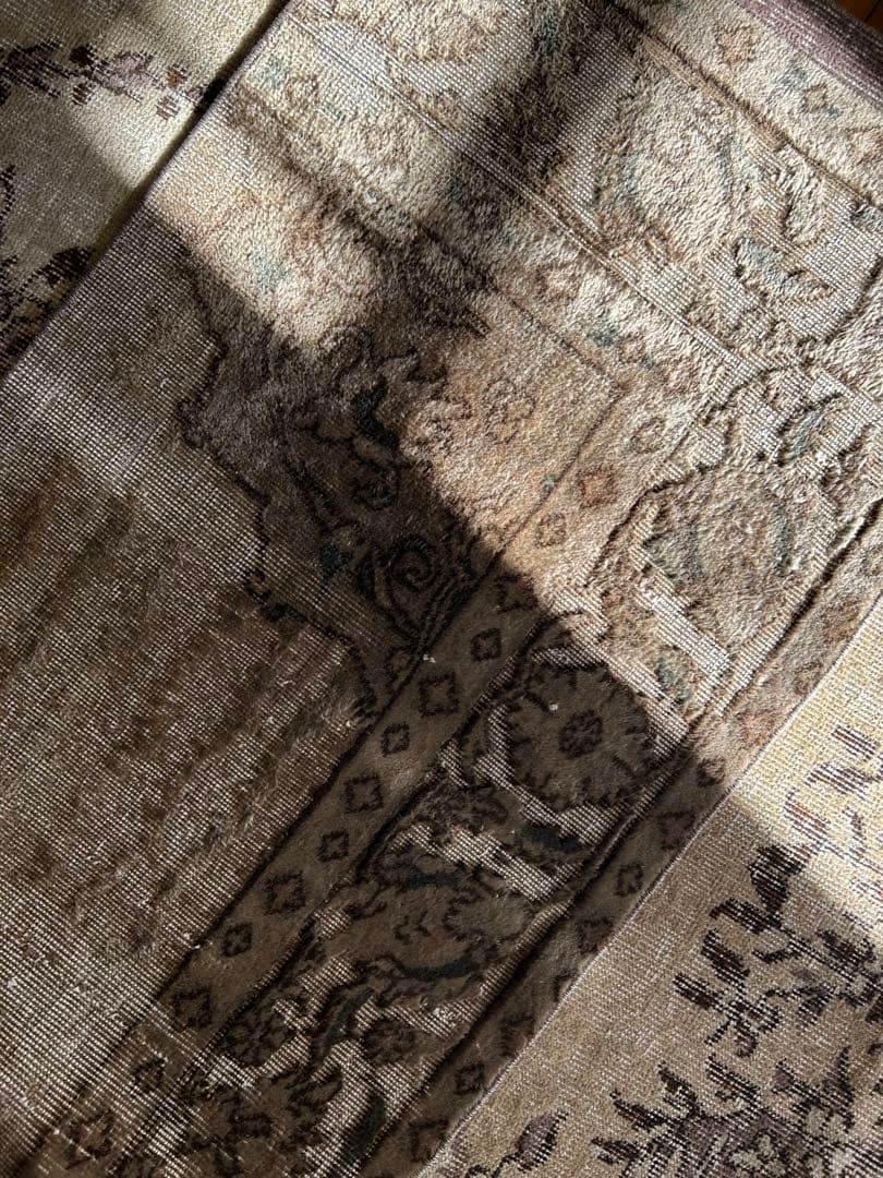 レア　ニュートラルカラー　シャビーシック　オーバーダイ　トルコ ヴィンテージラグ