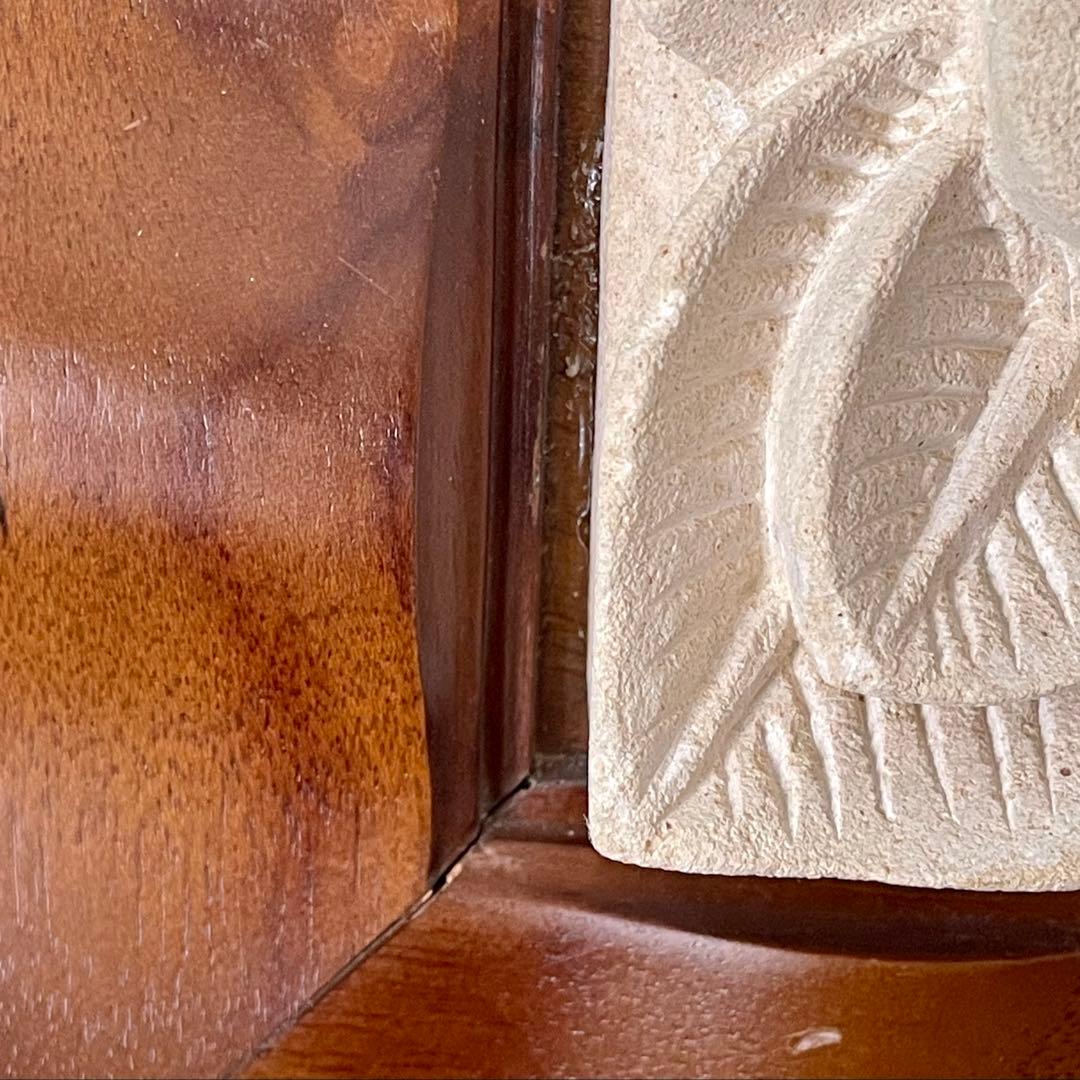 高級チーク材×天然石 壁掛け3点セット｜バリ風 アジアンインテリア（補修あり）