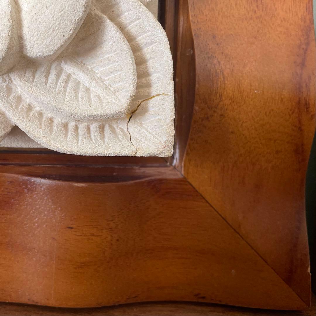 高級チーク材×天然石 壁掛け3点セット｜バリ風 アジアンインテリア（補修あり）