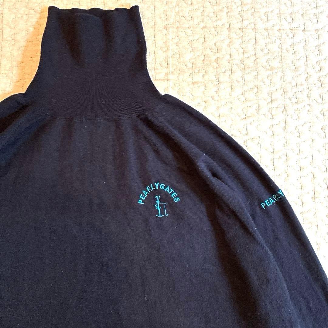 PEARLY GATES タートルネックセーター M ネイビー 4 ゴルフ