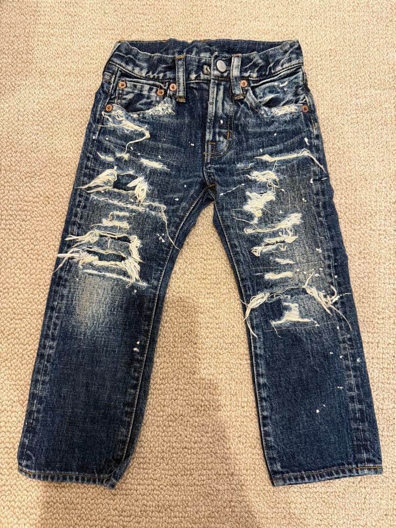 デニムアンドダンガリー ダメージデニムパンツ 100cm
