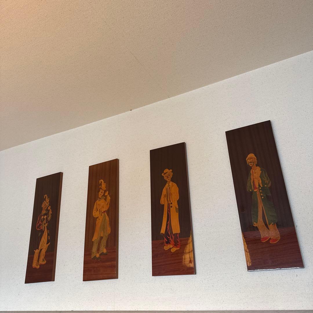 ピエロ★壁飾り★絵画★象嵌細工★寄木★無垢★マホガ二★イタリア製