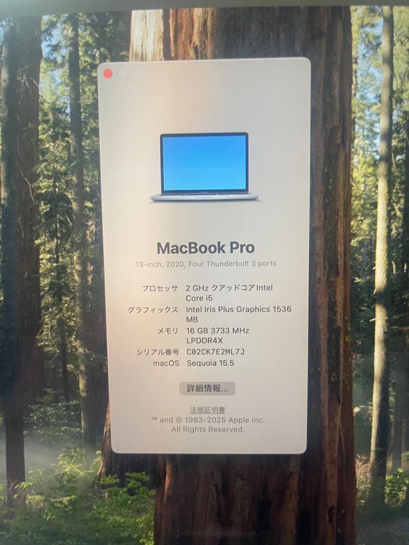 Apple MacBook Pro 13インチ (2020) 本体 ssd1T