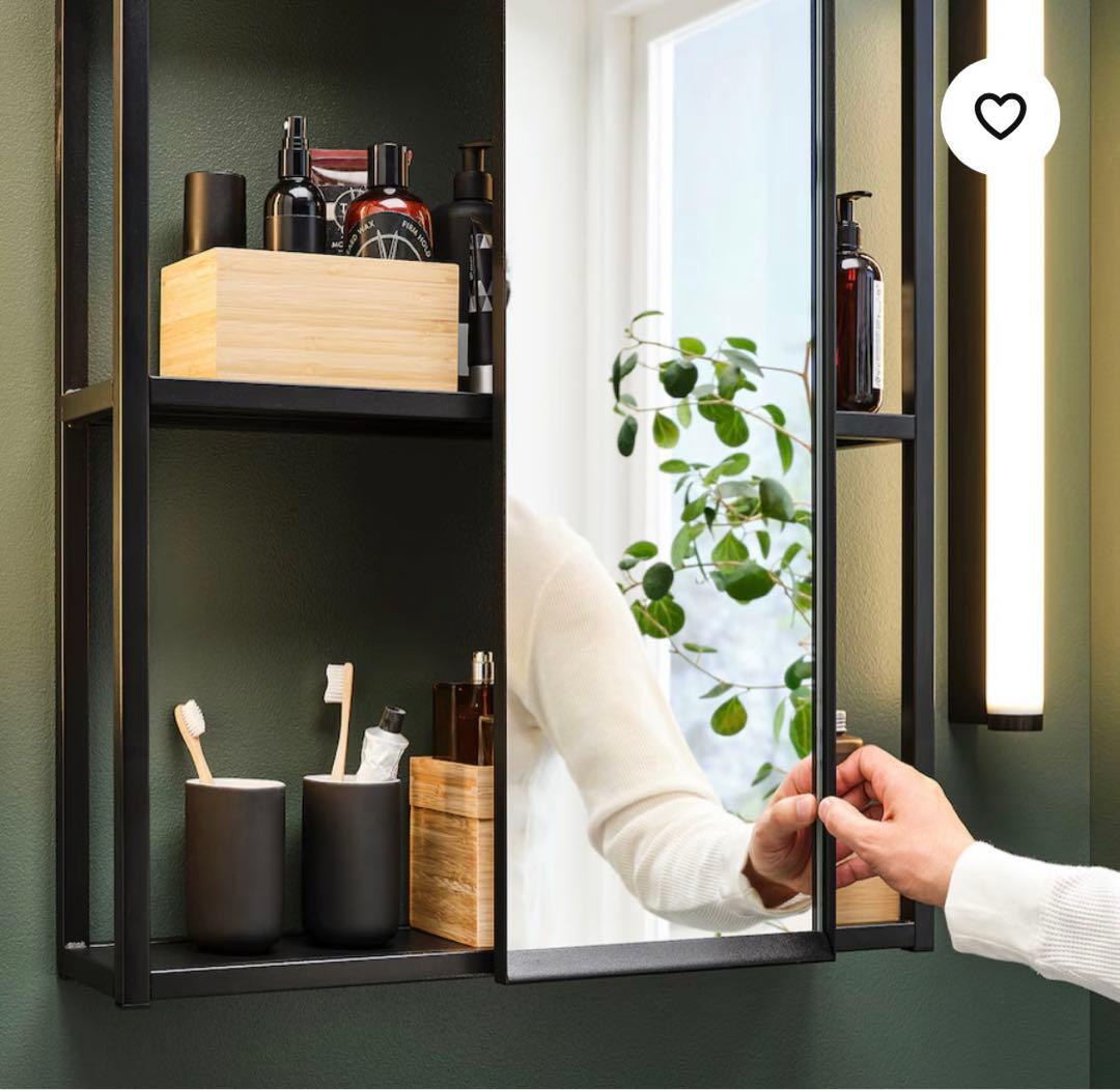 棚付き鏡　洗面鏡