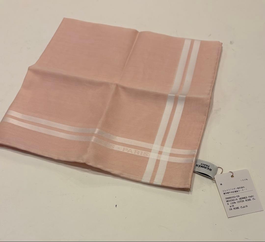 新品タグ付☆エルメス　ハンカチ　ロゴ　スカーフ　コットンスカーフ　未使用美品