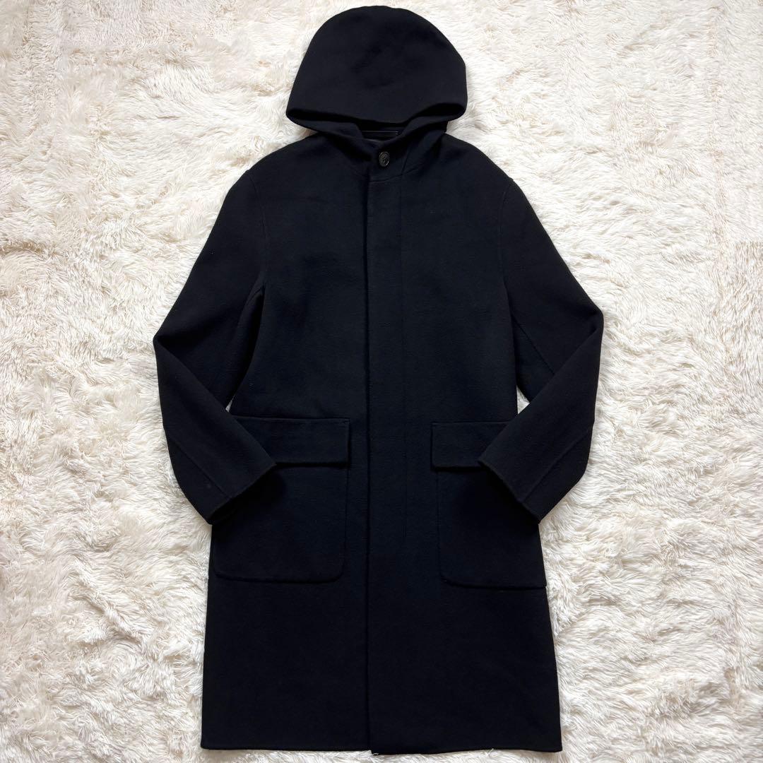 極美品 干場着用 セオリー カシミヤ混 ロングコート フード 黒 近年 M相当