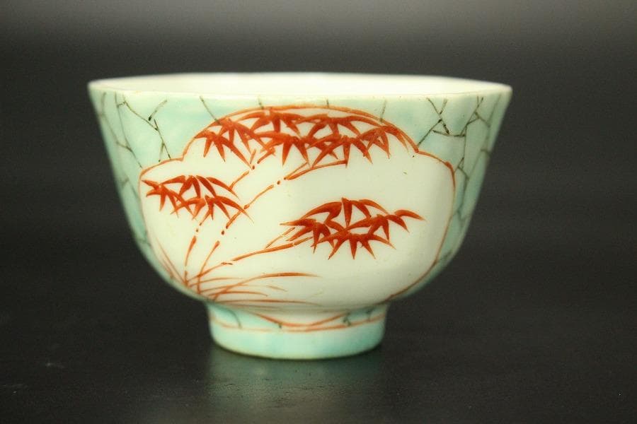 中国美術 煎茶 色絵碗 六客(ZE509)