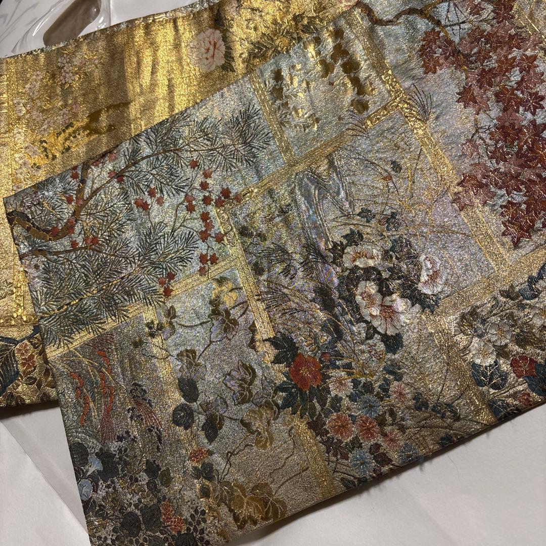 正絹全通袋帯　リバーシブル 重厚感　【琳派大全集】 特に留袖におすすめです。長尺