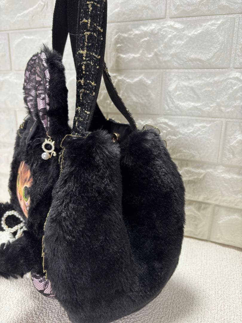 黒*こ様 コヤンイサムチョン　ハンドメイド　ファーバッグ　黒　サンダーちゃん　ツ