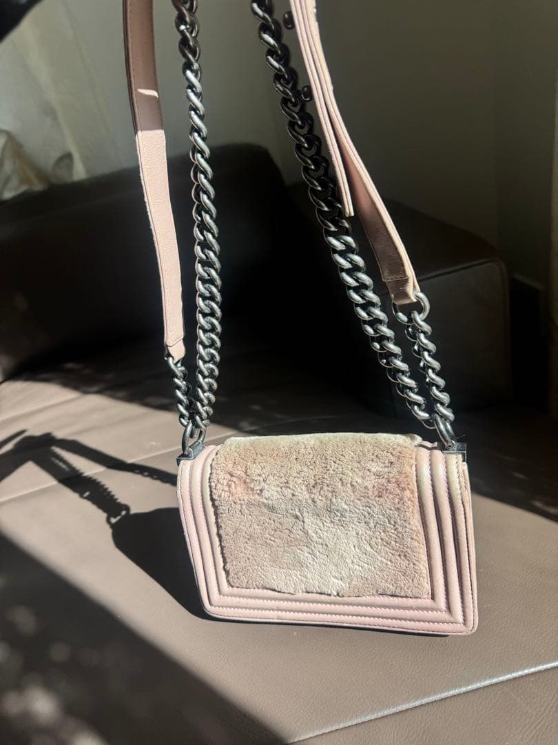 CHANEL ミニボーイ ピンク チェーンショルダー 裸品 使用感あり