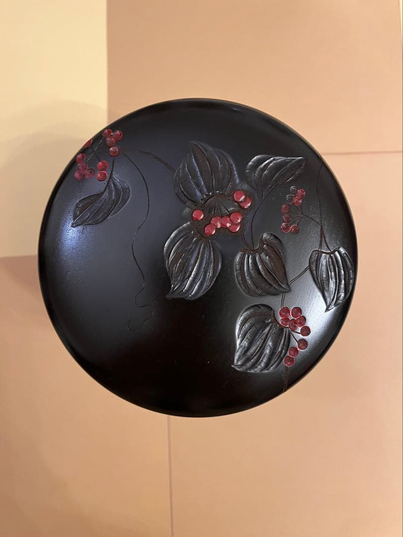 川添日記　重箱　草木彫　漆器