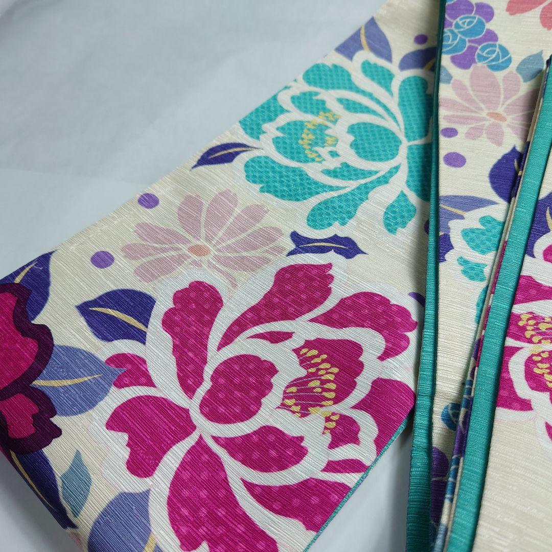 正絹 半幅帯 wakka ワッカ ハチドリ 大花 図案 訳あり