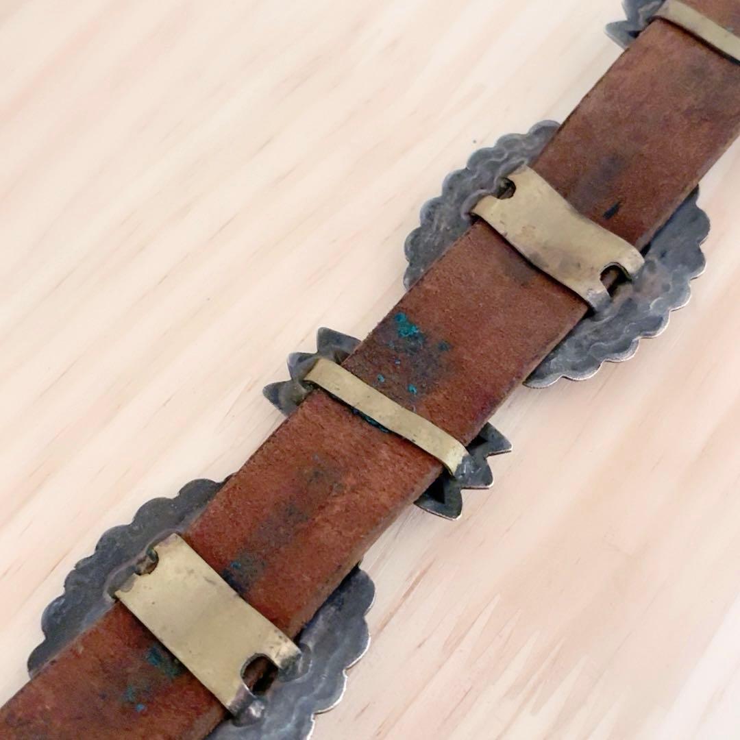 ヴィンテージ ナバホ ターコイズ コンチョベルト1920年代後半 オールドポーン